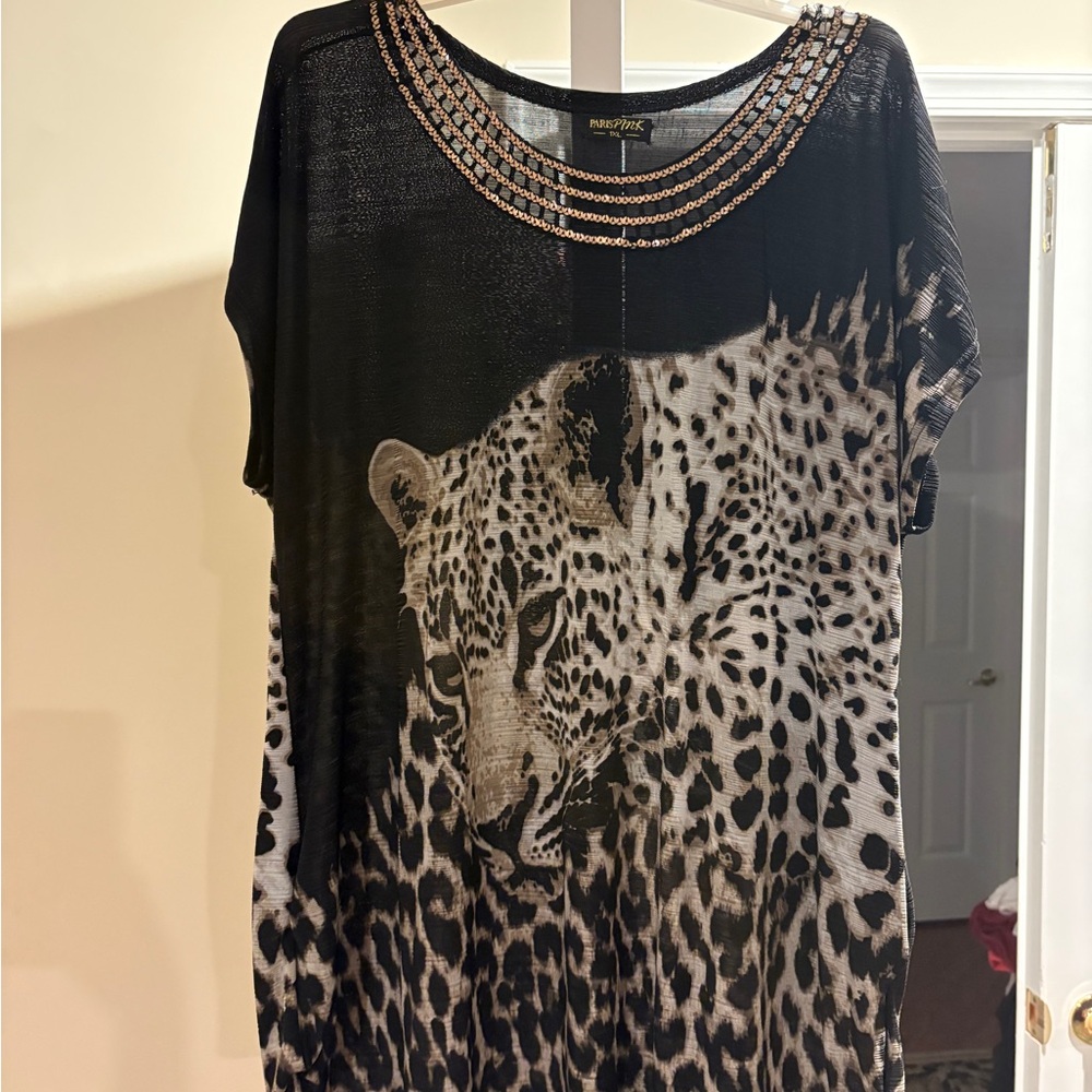 Black Leopard Print Top